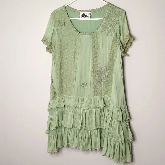 Missguided | Dresses | Peacelove Tiered Flapper Dress L Gauze Lace Crochet  | Poshmark